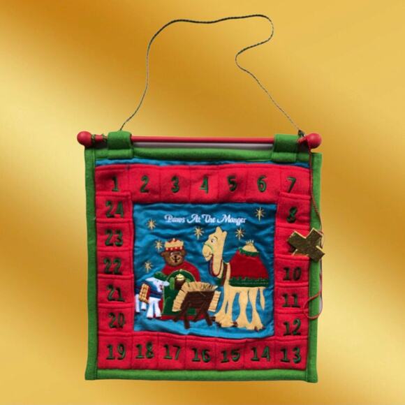 Christmas Holiday Paws At The Manger Animal Nativity Advent Calendar 13x13 - Picture 2 of 12